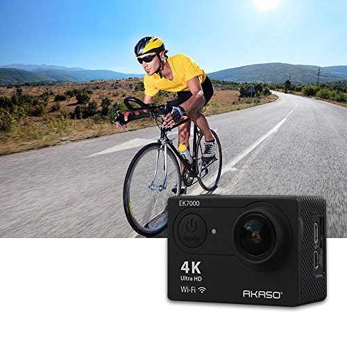 AKASO EK7000 4K Action Camera WIFI Ultra HD Waterproof Camcorder 12MP 170 Degree Wide Angle 2'' LCD Screen/2.4G Remote/Batteries/19 Mounting Kits-Manufacturer Refurbished-Black