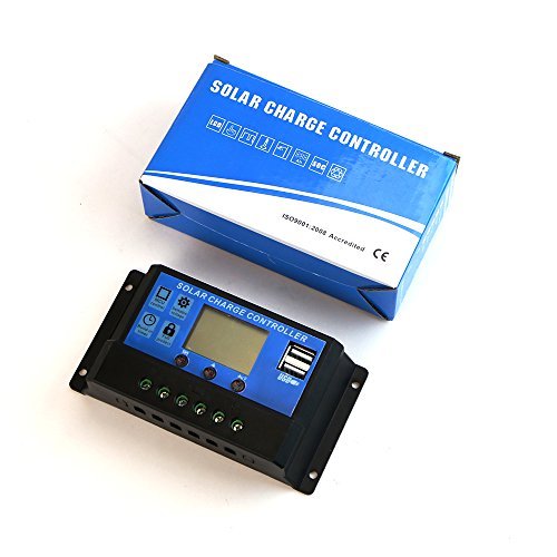 ALLPOWERS 20A Solar Charge Controller Solar Panel Battery Intelligent Regulator with USB Port Display 12V/24V