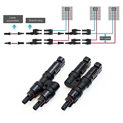 ALLPOWERS Branch Connectors MC4 Connectors Y connector in Pair MMF+FFM for parallel connection between solar panels