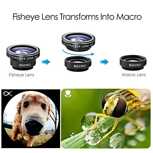 AMIR 3 in 1 Fisheye Lens & Macro Lens & 0.4X Super Wide Angle Lens, Clip on Cell Phone Lens Camera Lens Kits for iPhone 7, 6s, 6, 5s & Most Smartphones