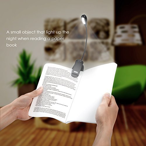 AMIR 4 LED Book Light, Music Stand Light Lamp, Rechargeable and Flexible, Daylight White, Travel Light, Clip Light with Stand, for Reading at Night and eye-friendly with USB Cable & AC Charger