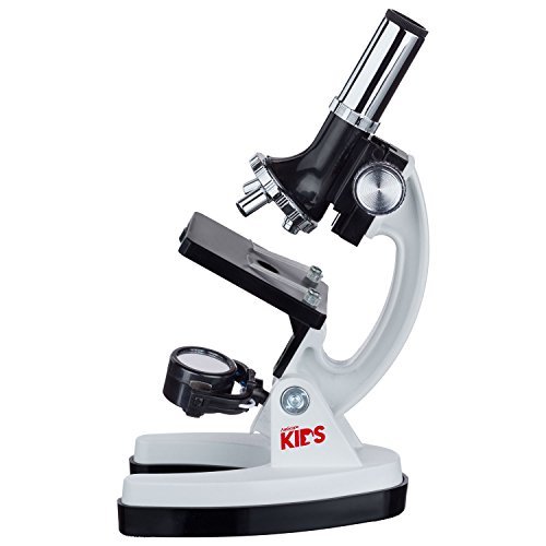 AMSCOPE-KIDS M30-ABS-KT2-W Microscope Kit with Metal Arm and Base, 6 Magnifications from 20x to 1200x, Includes 52-Piece Accessory Set and Case, Awarded The 2016 Top Pick of Microscopes For Beginners