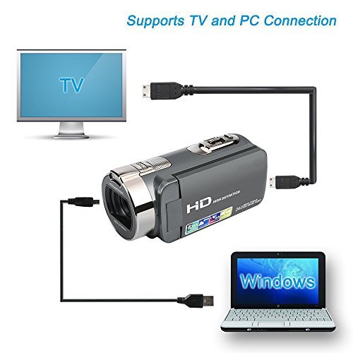 ANDEX Camera Camcorders, HD 1080P 24MP 16X Digital Zoom Video Camcorder with 2.7" LCD and 270 Degree Rotation Screen