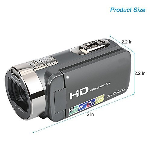 ANDEX Camera Camcorders, HD 1080P 24MP 16X Digital Zoom Video Camcorder with 2.7" LCD and 270 Degree Rotation Screen