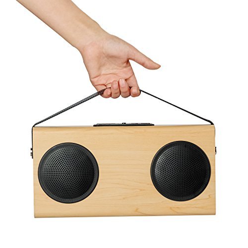 ARCHEER Portable Bluetooth Speaker, Wood Grain Wireless Home Bookshelf Speakers with Enhanced Bass and 4000mAh External Battery to Charge iPhone, Samsung and other Smart Phones