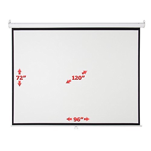 ARKSEN 120" Manual Pull Down Auto-Lock Projector Projection Screen White 96"x72" HD Moive 4:3