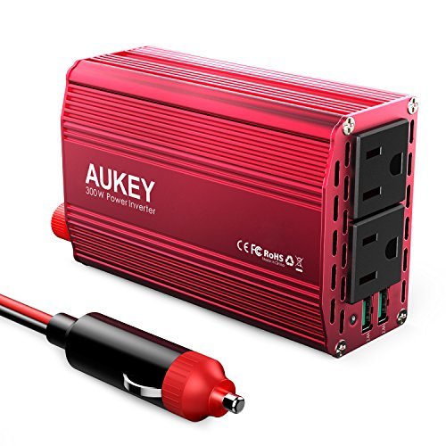 AUKEY 300W Power Inverter with Dual Outlets and Dual 2.4A USB Ports