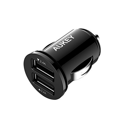 AUKEY CC-S1 Car Charger, Flush Fit Dual Port 4.8A Output for iPhone 7 / 6S / Plus, iPad Pro / Air 2 / mini, Samsung Galaxy S8 / S8+ and More - Black