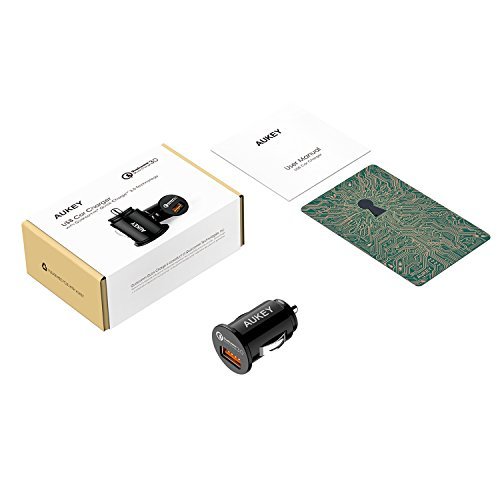 AUKEY Car Charger, Flush Fit Quick Charge 3.0 Port for Samsung Galaxy Note8 / S8 / S8+, LG G6 / V20, HTC 10 and More