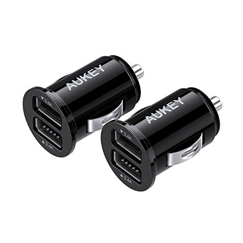 AUKEY Car Charger, ULTRA COMPACT Dual Port 4.8A Output (2-Pack) for iPhone iPad Samsung & Others - Black