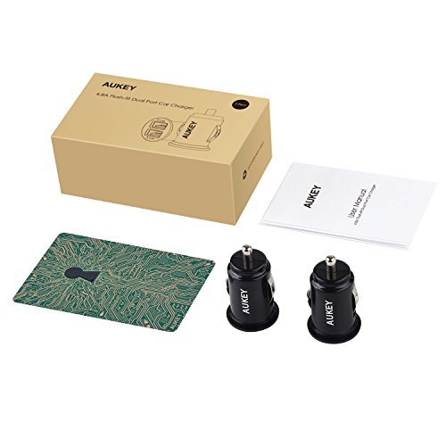 AUKEY Car Charger, ULTRA COMPACT Dual Port 4.8A Output (2-Pack) for iPhone iPad Samsung & Others - Black