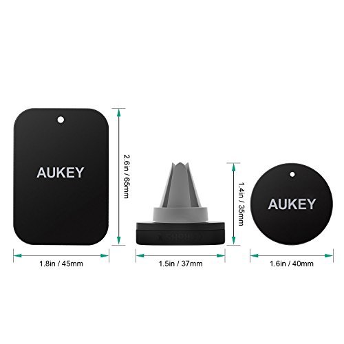 AUKEY Car Phone Mount, Air Vent Magnetic Phone Holder for iPhone 7 / 6, Samsung, LG, Nexus and More (2 Pack)(Gray)