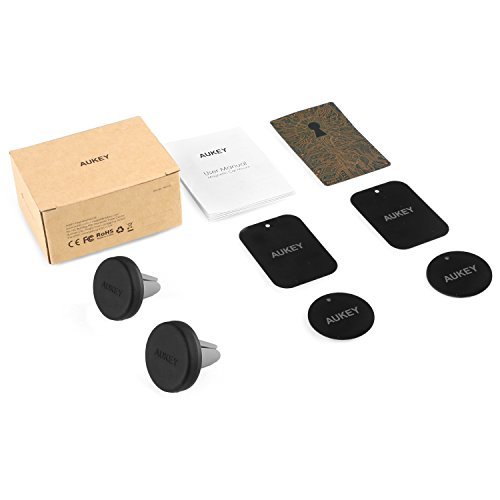 AUKEY Car Phone Mount, Air Vent Magnetic Phone Holder for iPhone 7 / 6, Samsung, LG, Nexus and More (2 Pack)(Gray)