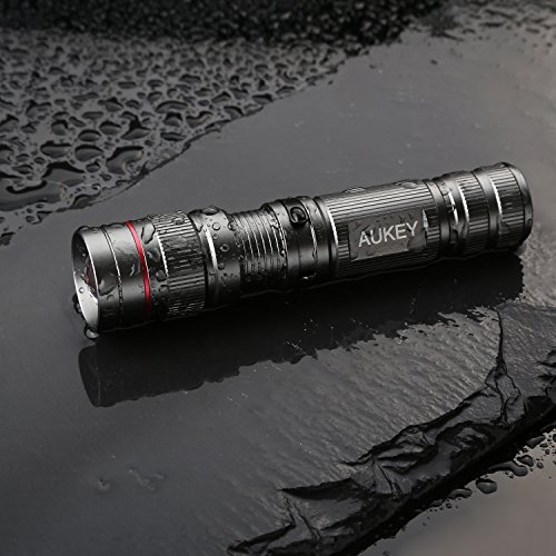 AUKEY LED Mini Flashlights, Ultra-Compact, Water-Resistant, Outdoor Torches with Adjustable Focus & 3 Light Modes, for Camping / Hiking / Household Use