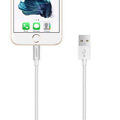 AUKEY Lightning Cable, 3.95ft Nylon Braided [Apple MFi Certified] for iPhone 7, 7 Plus, 6, 6S, 6 Plus, iPad Pro and More