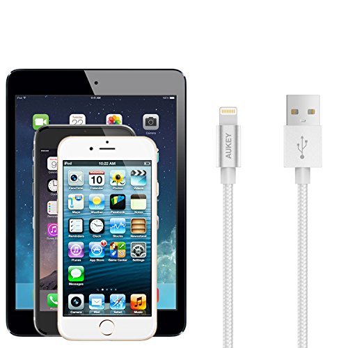 AUKEY Lightning Cable, 3.95ft Nylon Braided [Apple MFi Certified] for iPhone 7, 7 Plus, 6, 6S, 6 Plus, iPad Pro and More