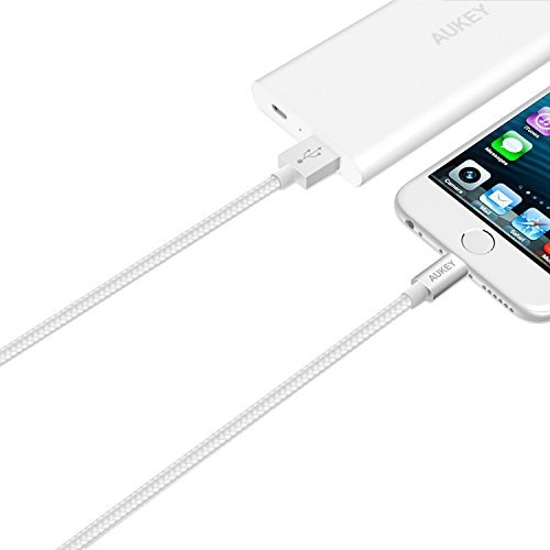 AUKEY Lightning Cable, 3.95ft Nylon Braided [Apple MFi Certified] for iPhone 7, 7 Plus, 6, 6S, 6 Plus, iPad Pro and More