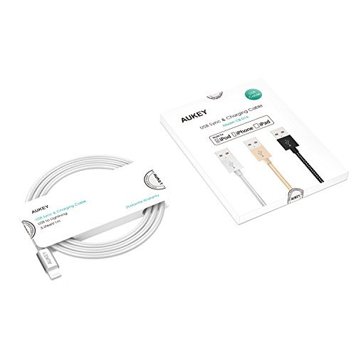 AUKEY Lightning Cable, 3.95ft Nylon Braided [Apple MFi Certified] for iPhone 7, 7 Plus, 6, 6S, 6 Plus, iPad Pro and More