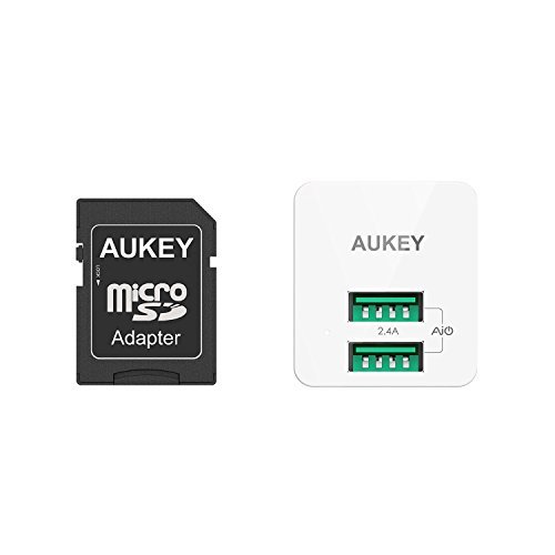 AUKEY USB Wall Charger, ULTRA COMPACT Dual Port 2.4A Output & Foldable Plug for iPhone iPad Samsung & Others - White