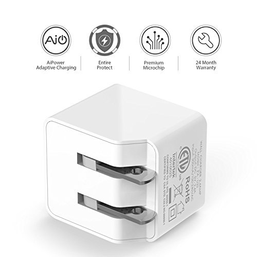 AUKEY USB Wall Charger, ULTRA COMPACT Dual Port 2.4A Output & Foldable Plug for iPhone iPad Samsung & Others - White