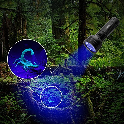 AUKEY UV Flashlight, 51 LEDs for Home & Hotel Inspection, Pet Urine & Stain Detection, Spot Counterfeit Money (Batteries Included)