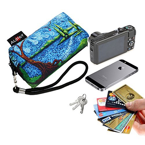 AUPET Blue Tree Design Digital Camera Case Bag Pouch Coin Purse with Strap For Sony Samsung Nikon Canon Kodak