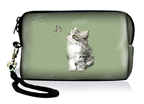 AUPET Cute Cat Design Digital Camera Case Bag Pouch Coin Purse with Strap For Sony Samsung Nikon Canon Kodak