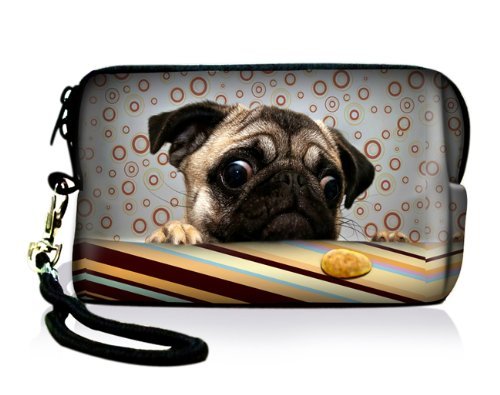 AUPET Cute Pug Design Digital Camera Case Bag Pouch Coin Purse with Strap For Sony Samsung Nikon Canon Kodak