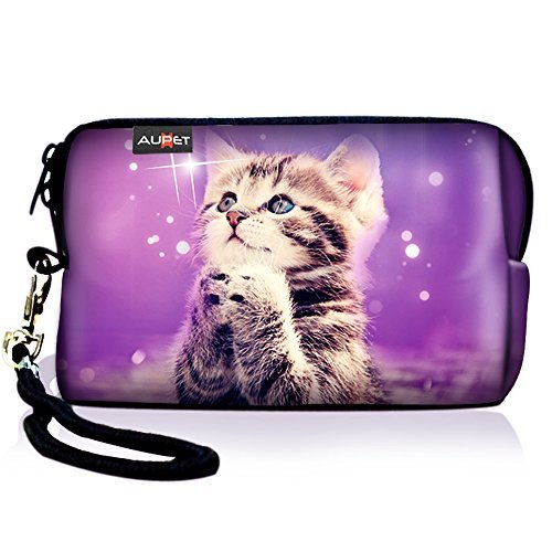 AUPET Cute Wish Cat Digital Camera Case Bag Pouch Coin Purse with Strap For Sony Samsung Nikon Canon Kodak