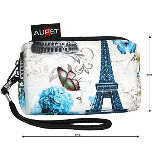 AUPET Eiffel Tower Design Digital Camera Case Bag Pouch Coin Purse with Strap For Sony Samsung Nikon Canon Kodak