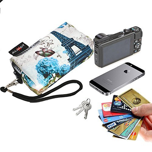 AUPET Eiffel Tower Design Digital Camera Case Bag Pouch Coin Purse with Strap For Sony Samsung Nikon Canon Kodak