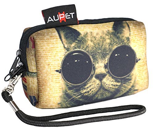 AUPET Funny Cat Design Digital Camera Case Bag Pouch Coin Purse with Strap For Sony Samsung Nikon Canon Kodak