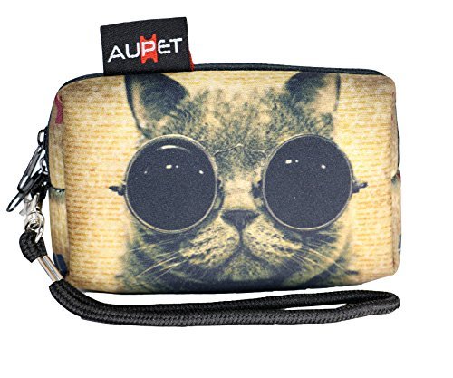 AUPET Funny Cat Design Digital Camera Case Bag Pouch Coin Purse with Strap For Sony Samsung Nikon Canon Kodak