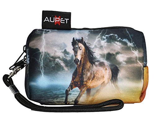 AUPET Horse Design Digital Camera Case Bag Pouch Coin Purse with Strap For Sony Samsung Nikon Canon Kodak