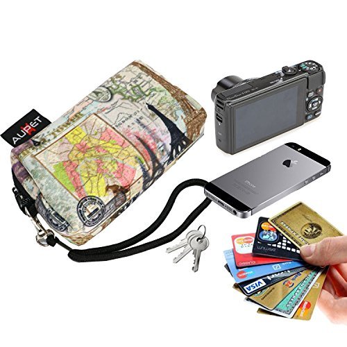 AUPET Map Design Digital Camera Case Bag Pouch Coin Purse with Strap For Sony Samsung Nikon Canon Kodak