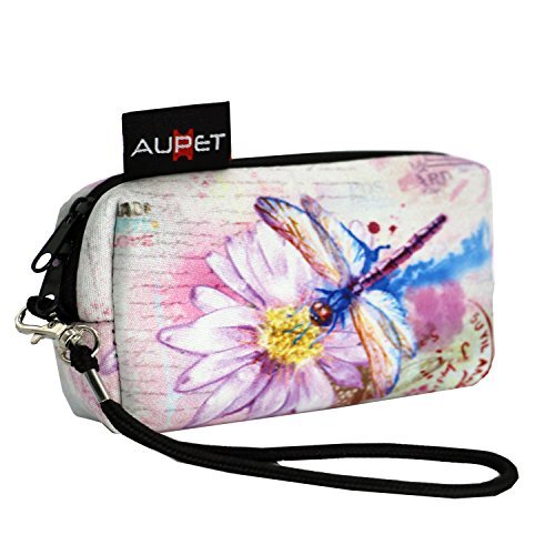 AUPET Nice Dragonfly Design Digital Camera Case Bag Pouch Coin Purse with Strap For Sony Samsung Nikon Canon Kodak