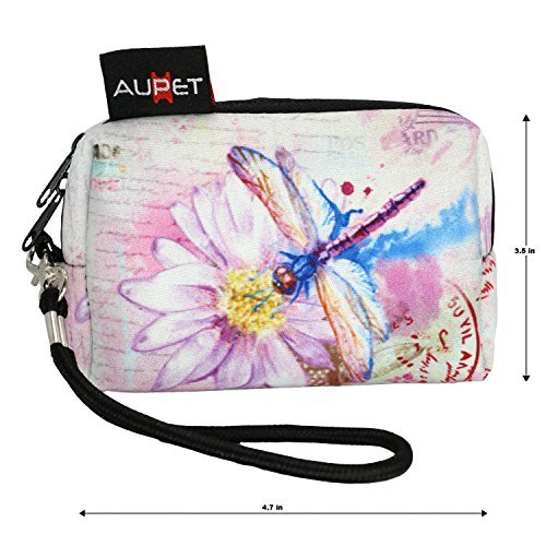 AUPET Nice Dragonfly Design Digital Camera Case Bag Pouch Coin Purse with Strap For Sony Samsung Nikon Canon Kodak