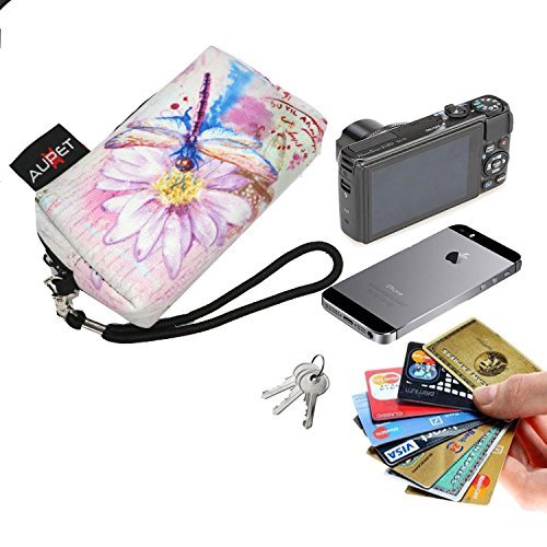 AUPET Nice Dragonfly Design Digital Camera Case Bag Pouch Coin Purse with Strap For Sony Samsung Nikon Canon Kodak