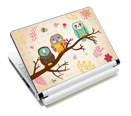 AUPET Personalized Laptop Skin Sticker Decal,12" 13" 13.3" 14" 15" 15.4" 15.6 inch Laptop Skin Sticker Cover Art Decal Protector Notebook PC(Cute Three Owls)