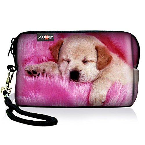 AUPET Pink Dog Digital Camera Case Bag Pouch Coin Purse with Strap For Sony Samsung Nikon Canon Kodak