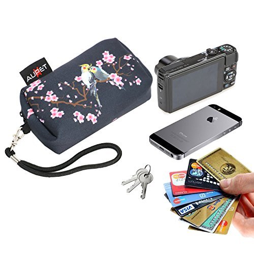AUPET Plum Blossom Design Digital Camera Case Bag Pouch Coin Purse with Strap For Sony Samsung Nikon Canon Kodak