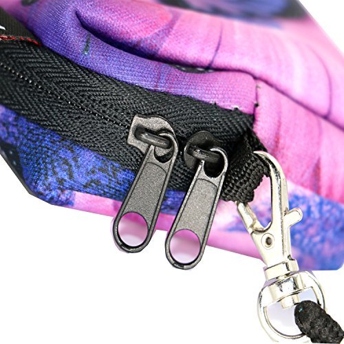 AUPET Purple Butterfly Design Digital Camera Case Bag Pouch Coin Purse with Strap For Sony Samsung Nikon Canon Kodak