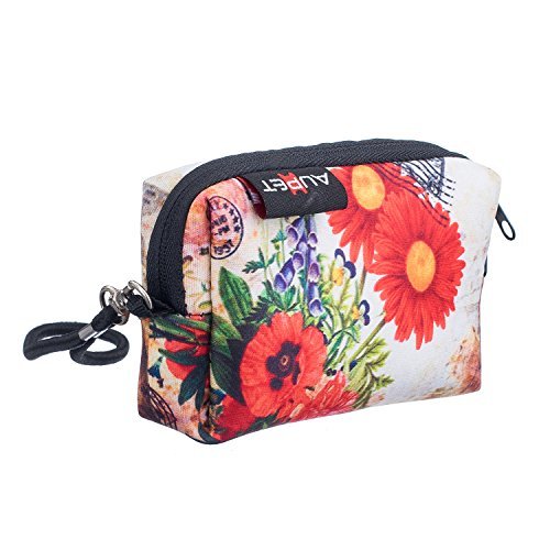 AUPET Red Flowers Design Digital Camera Case Bag Pouch Coin Purse with Strap For Sony Samsung Nikon Canon Kodak