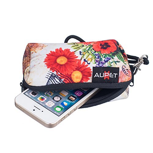 AUPET Red Flowers Design Digital Camera Case Bag Pouch Coin Purse with Strap For Sony Samsung Nikon Canon Kodak