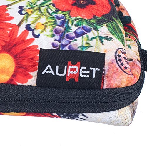 AUPET Red Flowers Design Digital Camera Case Bag Pouch Coin Purse with Strap For Sony Samsung Nikon Canon Kodak