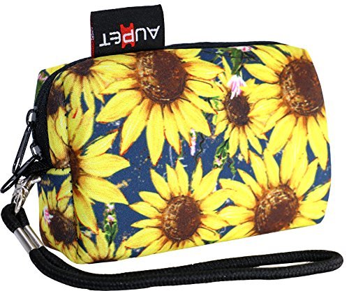 AUPET Sunflower Design Digital Camera Case Bag Pouch Coin Purse with Strap For Sony Samsung Nikon Canon Kodak