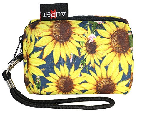 AUPET Sunflower Design Digital Camera Case Bag Pouch Coin Purse with Strap For Sony Samsung Nikon Canon Kodak