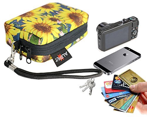 AUPET Sunflower Design Digital Camera Case Bag Pouch Coin Purse with Strap For Sony Samsung Nikon Canon Kodak