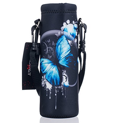 AUPET Water Bottle Carrier,Insulated Neoprene Water bottle Holder Bag Case Pouch Cover 1000ML or 750ML,Adjustable Shoulder Strap, Great for Stainless Steel and Plastic Bottles, Sport and Energy Drinks