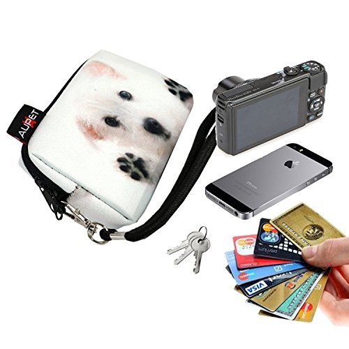 AUPET White Dog Digital Camera Case Bag Pouch Coin Purse with Strap For Sony Samsung Nikon Canon Kodak,White Dog Design